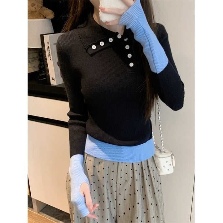 【tops】配色切り替えニットトップス　M28898