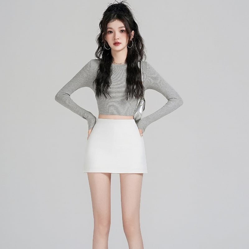 【bottoms】3色展開タイトスカート付きショートパンツ Q7869
