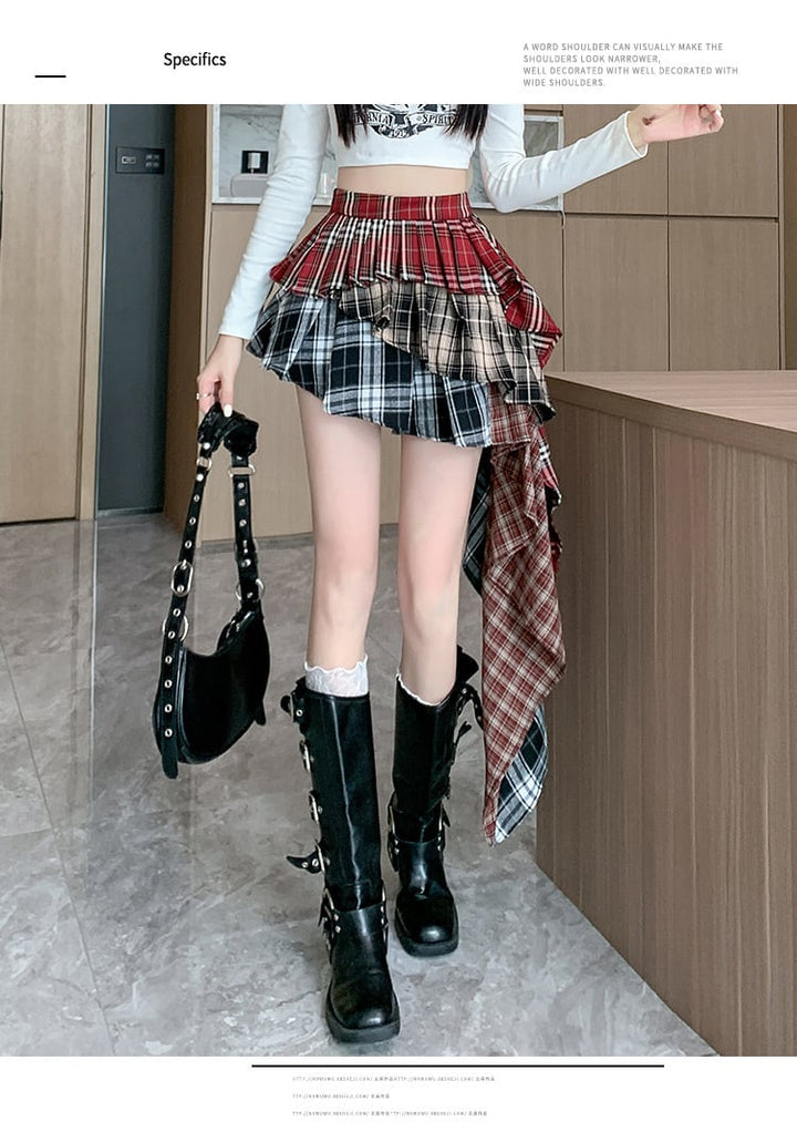 【bottoms】不規則 イレギュラーチェック柄スカート　M24410