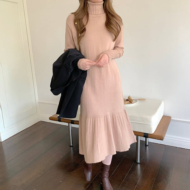 【dress】ハイネックマーメイドニットワンピース　M18205
