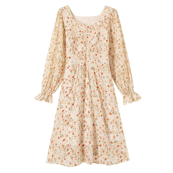 【dress】パフスリーブスウィート花柄ワンピース　M17075
