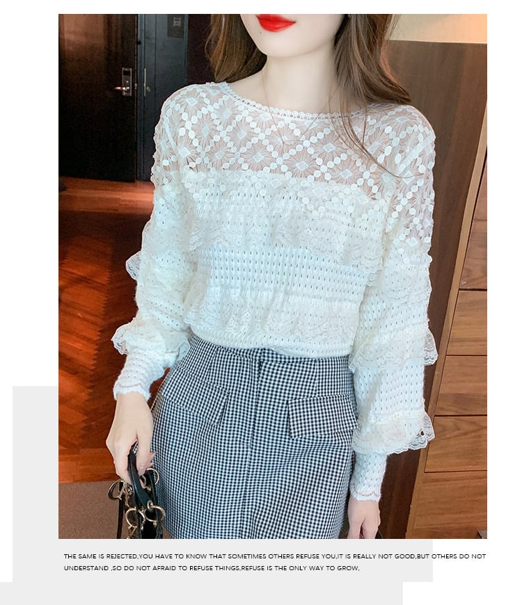 【tops】レースドッキングフリルトップス　M18402