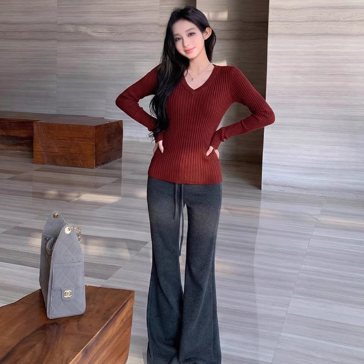 【tops】Vネックニットトップス Q8096