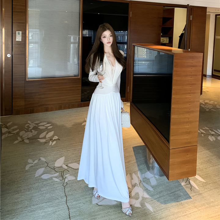 【dress】レースドッキングロングワンピース　N3432