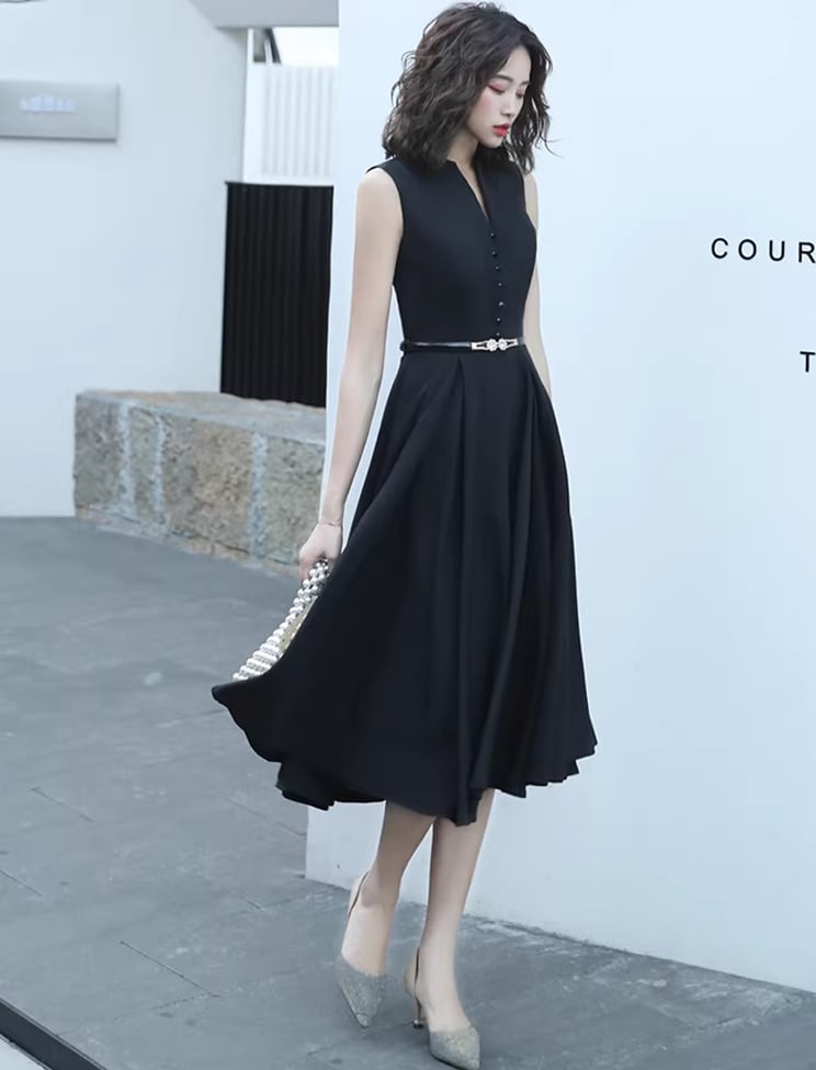 【dress】ノースリーブAラインロングフレアワンピース Q8438