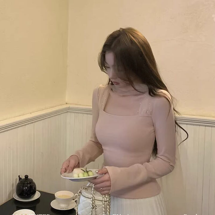 【tops】チュールドッキングニットトップス Q7705