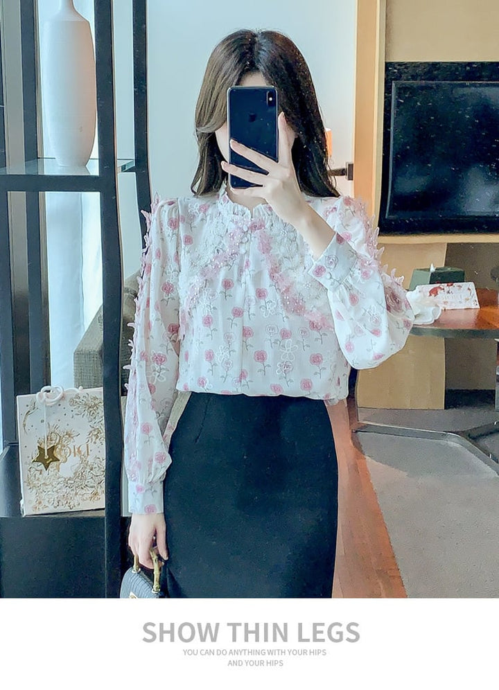 【tops】花柄シャツトップス　M28877