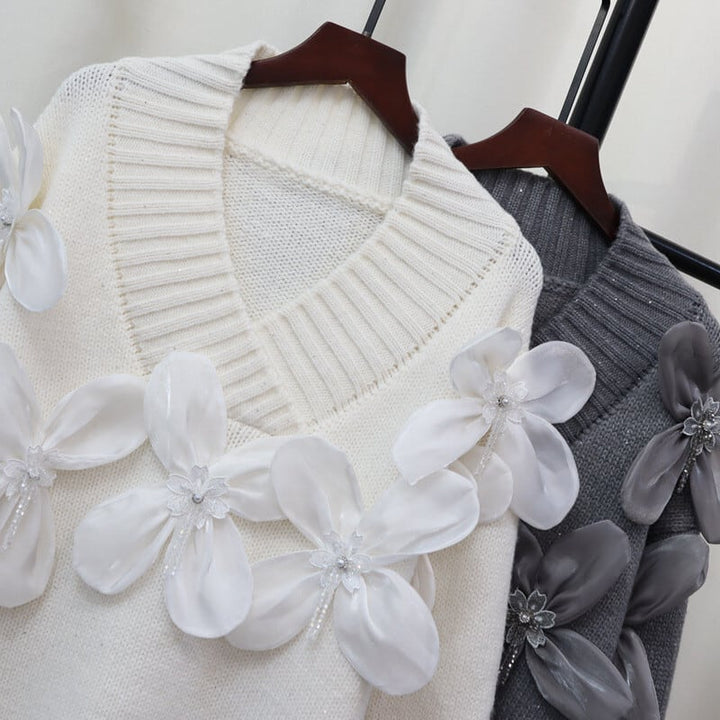 【tops】立体フラワーニットセーター　M27590
