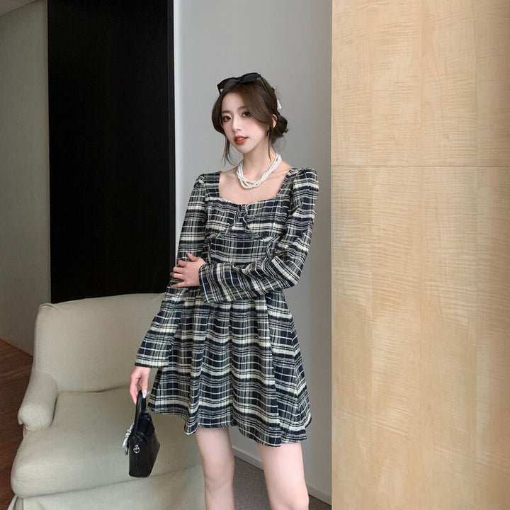 【dress】好感度UPチェック柄デートワンピースオシャレ　M17408