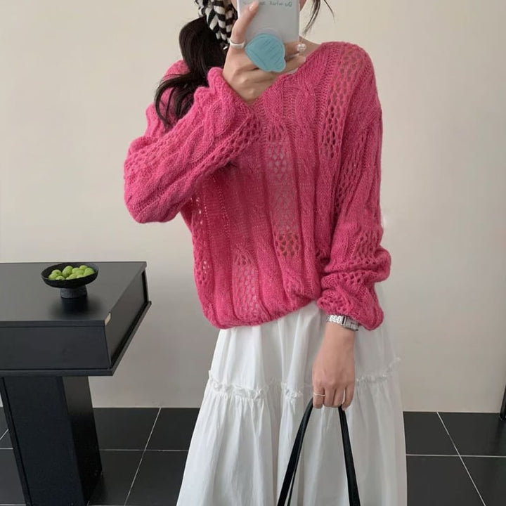 【tops】5色展開ニットトップス Q8155