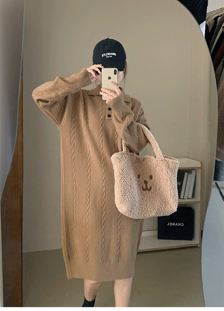 【dress】POLOネックニットワンピース　M18757