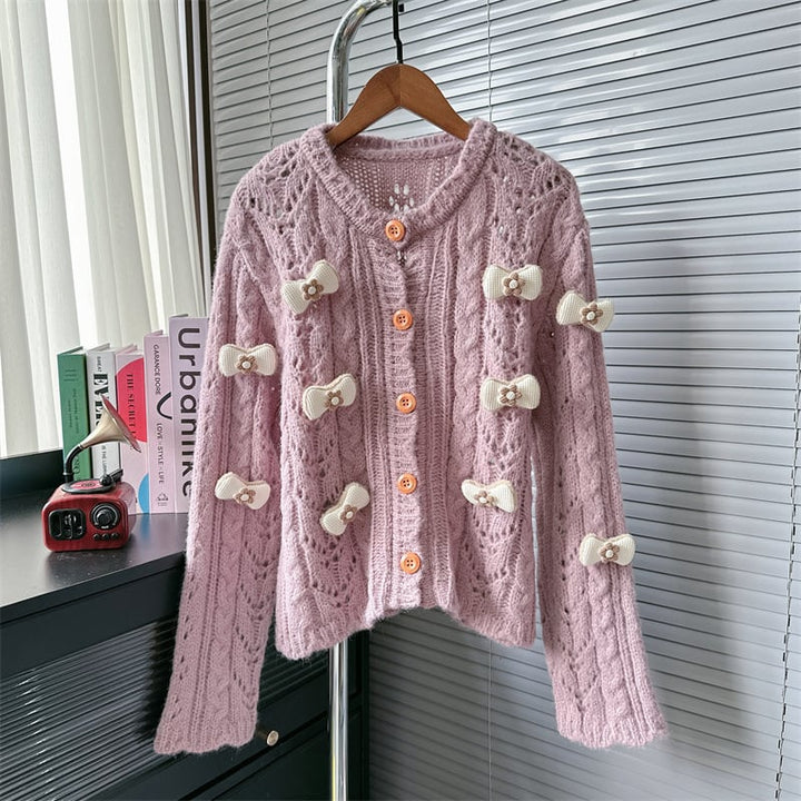 【outer】リボンニットカーデ　M26401