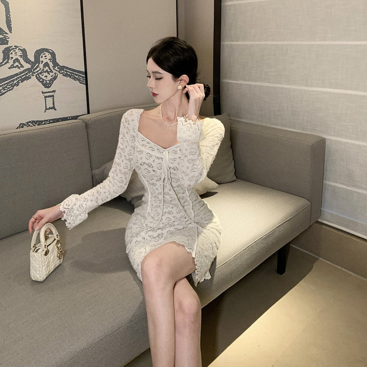 【dress】レース切り替えワンピース　M26143