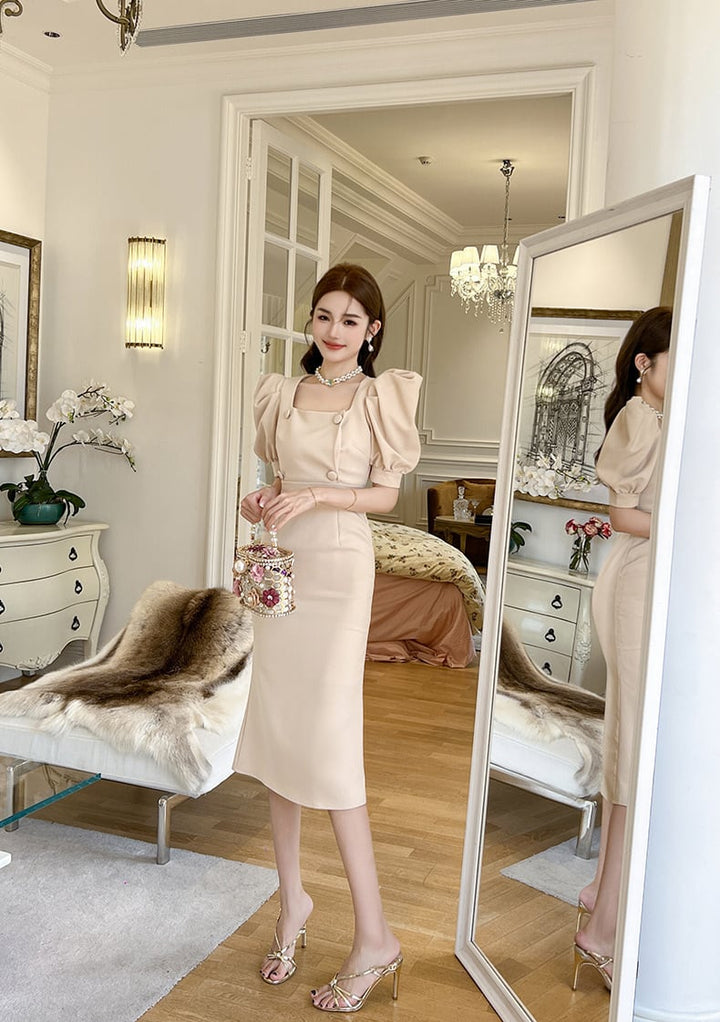 【dress】パフスリーブワンピース　M23076