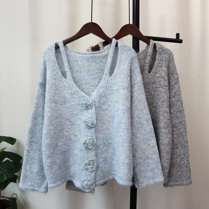 【outer】スパンコールニットカーデ　M28589