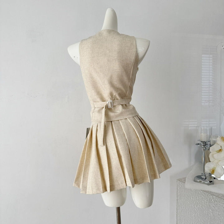 【set】ジレ×プリーツスカートセット　M24398