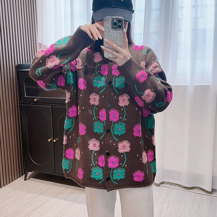 【outer】刺繍ニットカーデ　M25869