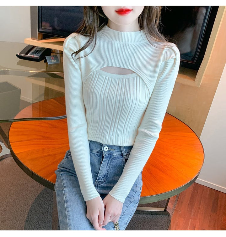 【tops】カットワークニットトップス　M26209