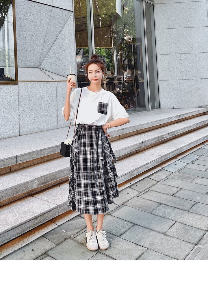 【dress】輝いて超人気 ! チェック柄切り替えワンピース　M16802