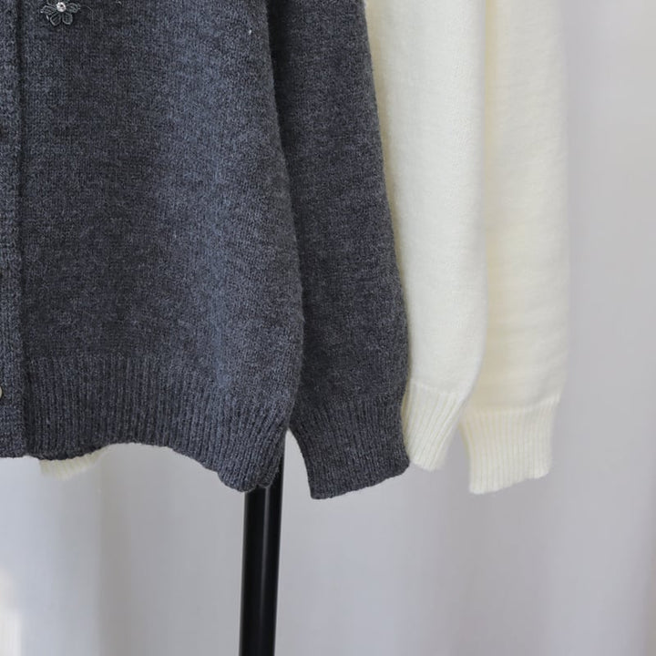 【outer】立体フラワービジューニットカーデ　M28539