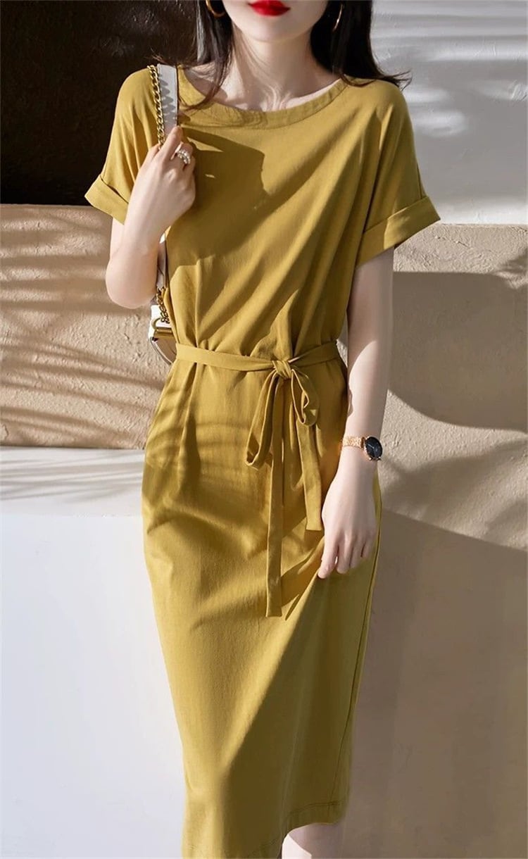 【dress】好感度UPOL、通勤エレガント無地ワンピース　M16856