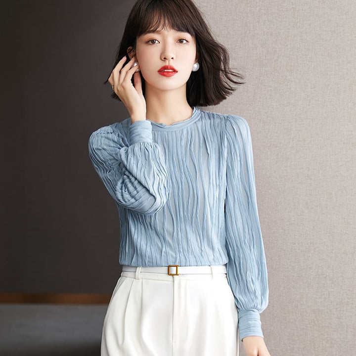 【tops】女子力アップエレガントOL、通勤シャツトップス　M17007
