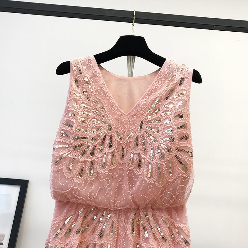 【dress】ノースリーブスパンコールワンピース　M30142