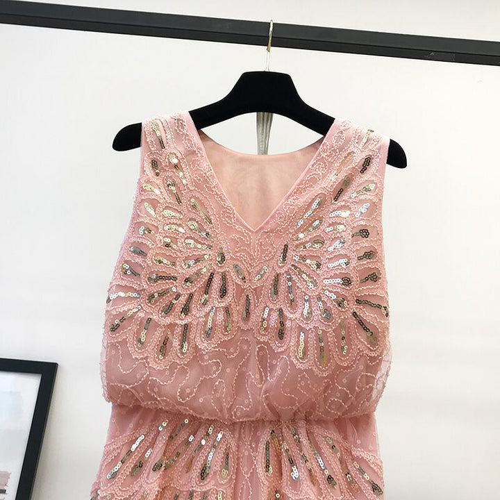 【dress】ノースリーブスパンコールワンピース　M30142