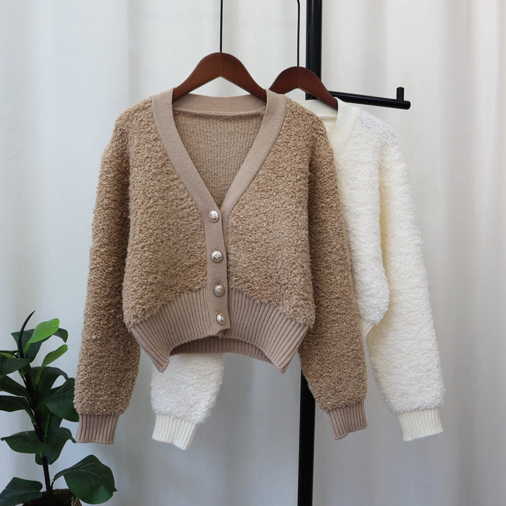 【outer】シャギーVネックニットカーデ　M18175