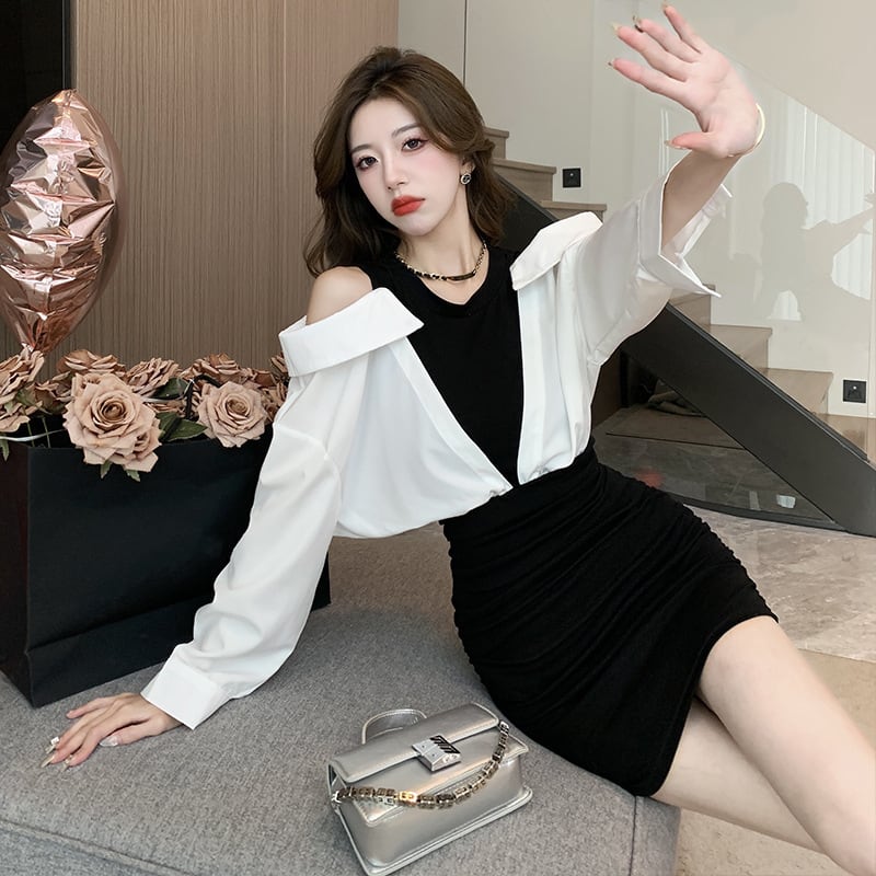 【dress】人気を独占中 ファッション切り替えワンピース　M17637