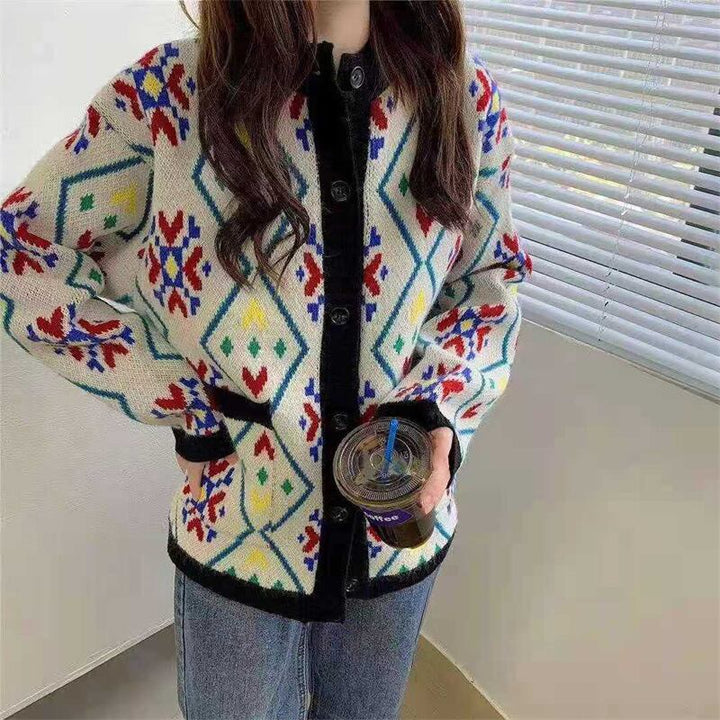 【outer】ボーダー柄ニットカーデ　M18741
