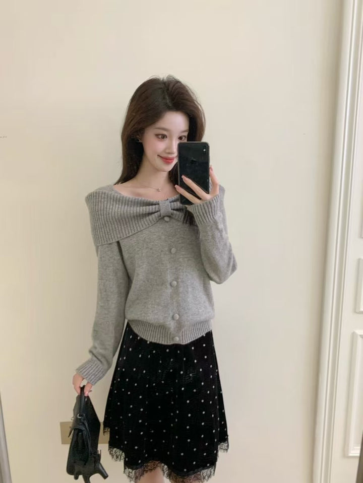 【tops】リボンニットトップス　K0667