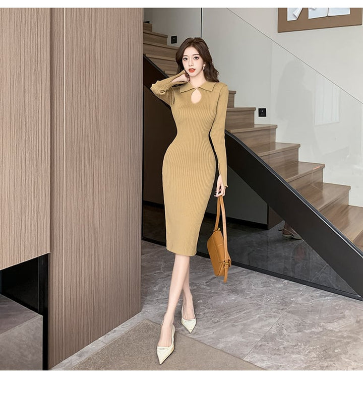 【dress】スリットニットワンピース　M19327