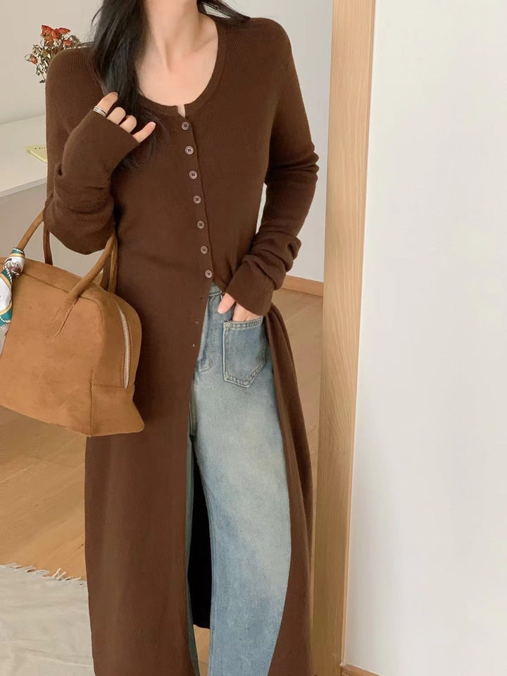【outer】ロング丈スリットニットカーデ　M26799