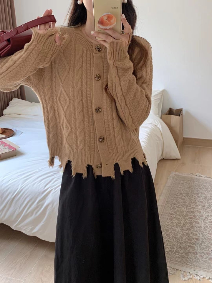 【outer】不規則 イレギュラーニットカーデ　M18193