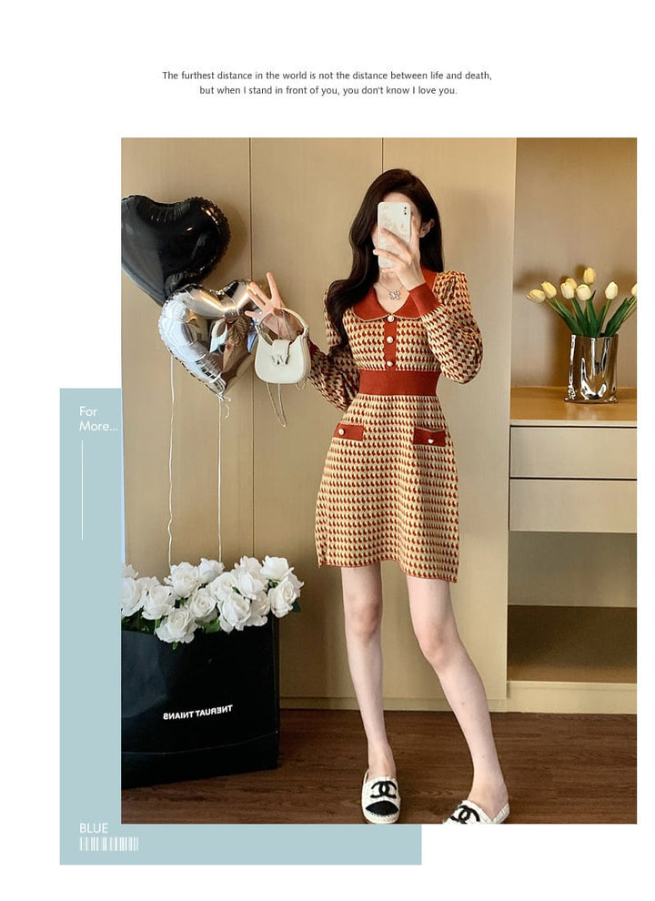 【dress】ジャカードニットワンピース　M28390