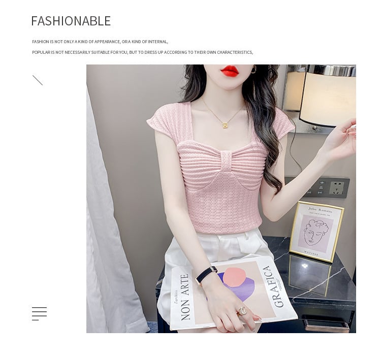【tops】女子力アップエレガントTシャツ着心地良い　M17340