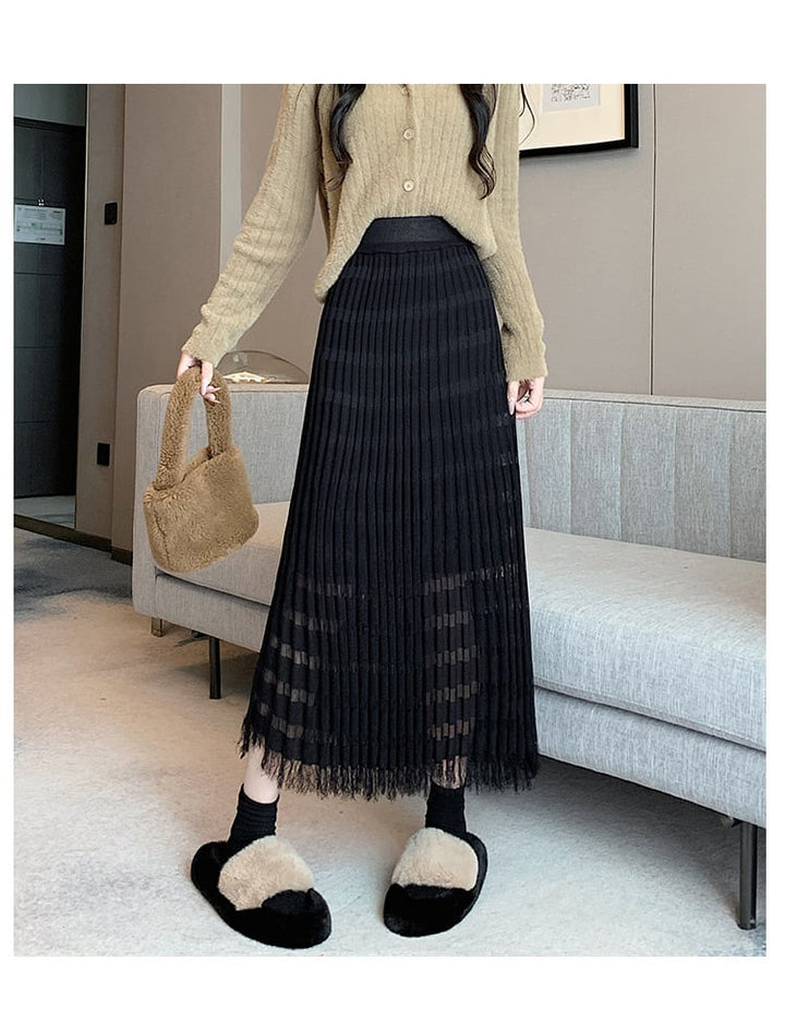 【bottoms】人気アイテム ! カットワークニットスカート　M17463