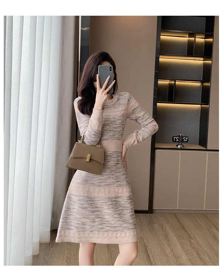 【dress】ハイウエストニットワンピース　M18256