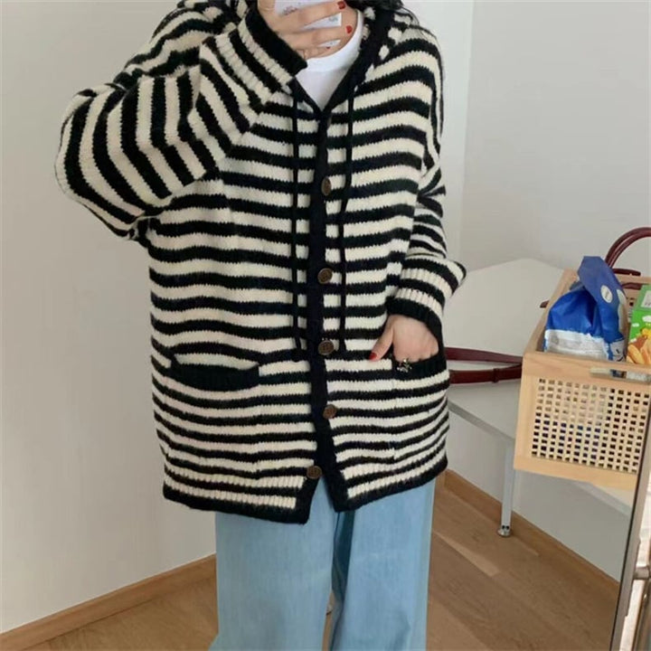 【outer】ボーダー柄ニットカーデ　M26751