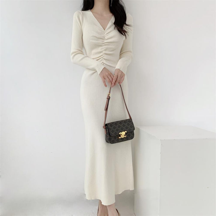 【dress】Vネックニットワンピース　M28028