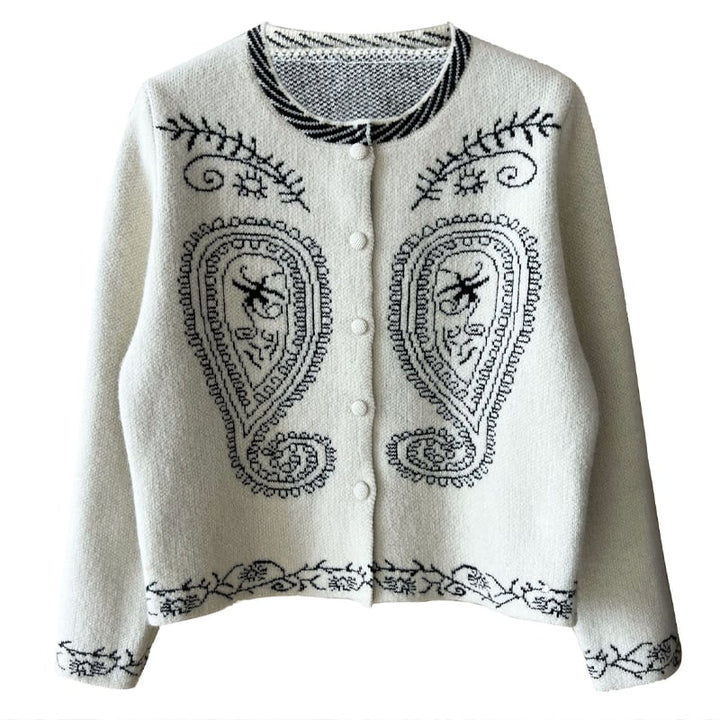 【outer】刺繡柄ニットコート Q7032