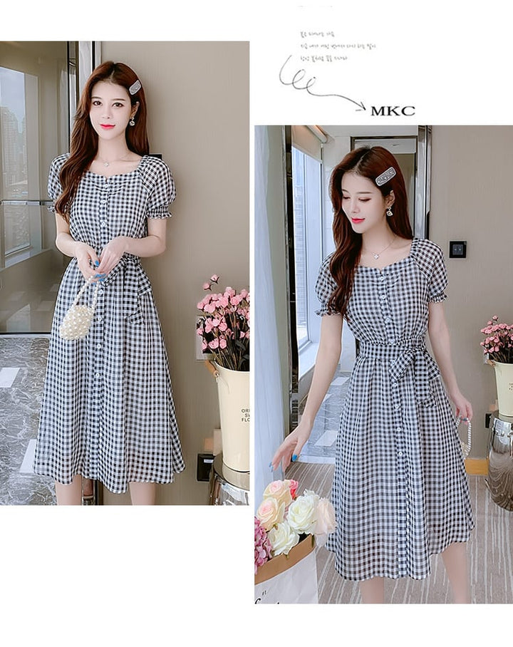 【dress】目立つ！カジュアルチェック柄ワンピース大活躍　M17021