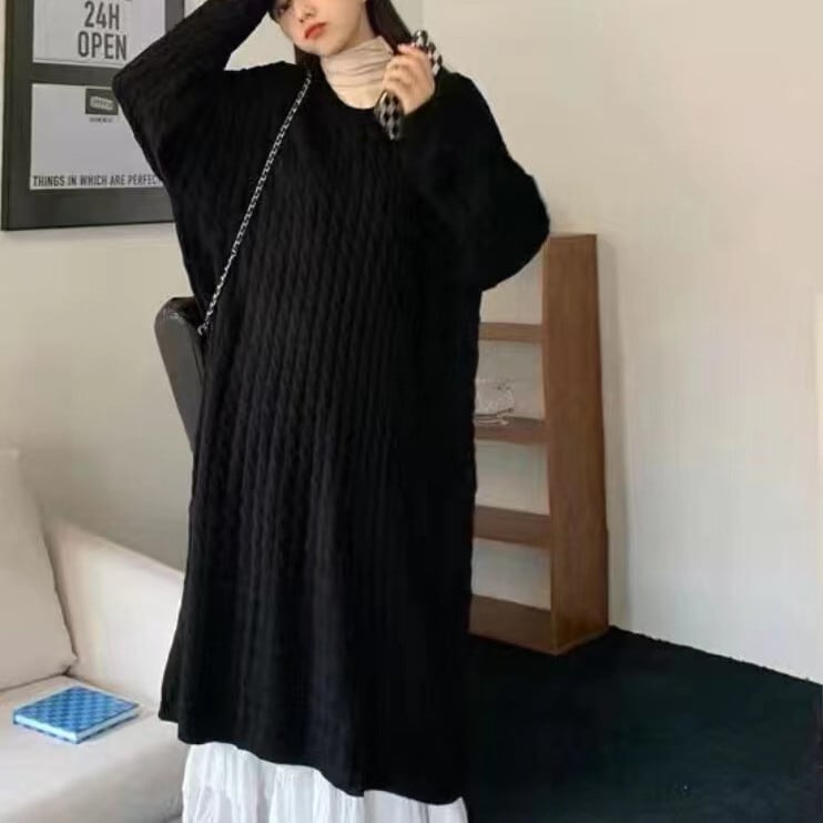 【dress】無地ニットワンピース　M17968