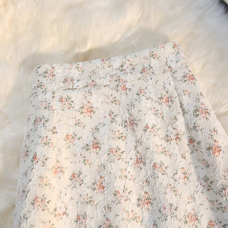【bottoms】スリット花柄スカート　M30137