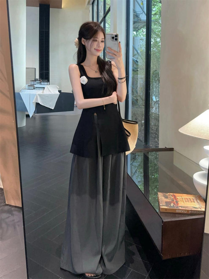 【tops】スリットニットキャミソール　M24844