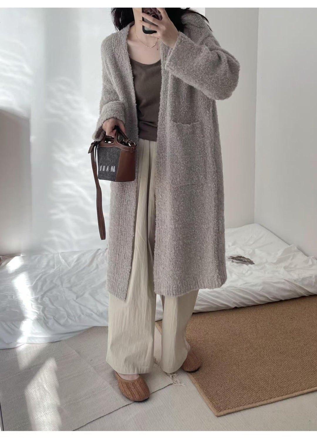 【outer】ロング丈ニットカーデ　M25674