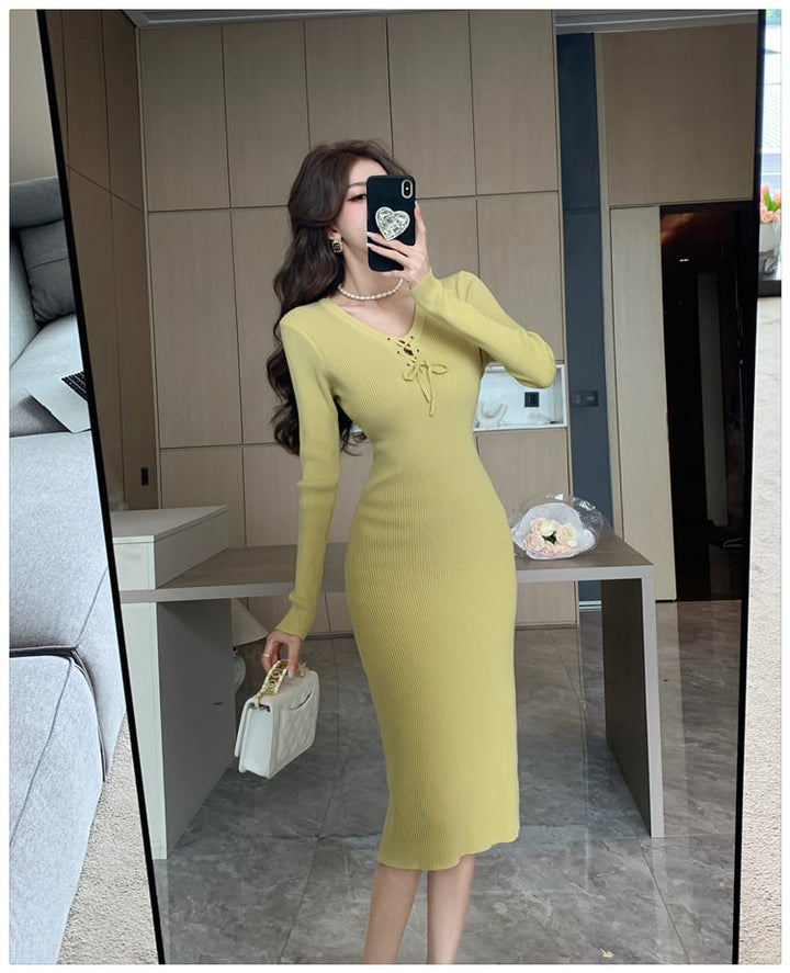 【dress】無地ニットワンピース　M18253