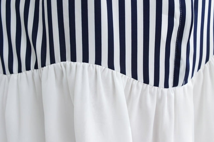 【dress】韓国系ストライプ柄ノースリーブワンピース　M16946