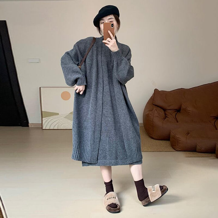 【set】ロングカーディガン×ノースリーブワンピースセット　N2222